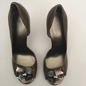 Nine West Bronze Gold Embellished Heels